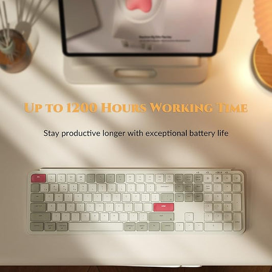 Keychron B6 Pro Ultra-Thin Wireless Keyboard, Full-Size ZMK with Numeric Keypad Quiet Typing, 2.4 GHz/Bluetooth 5.2/Wired Connection Long Battery Life, Compatible with Mac Windows Linux - Retro Red