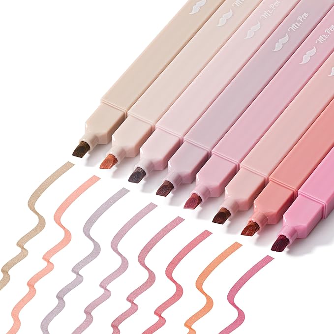 Mr. Pen- Aesthetic Highlighters, 8 pcs, Chisel Tip, Vintage Colors, No Bleed Bible Highlighter Pastel, Highlighters Assorted Colors