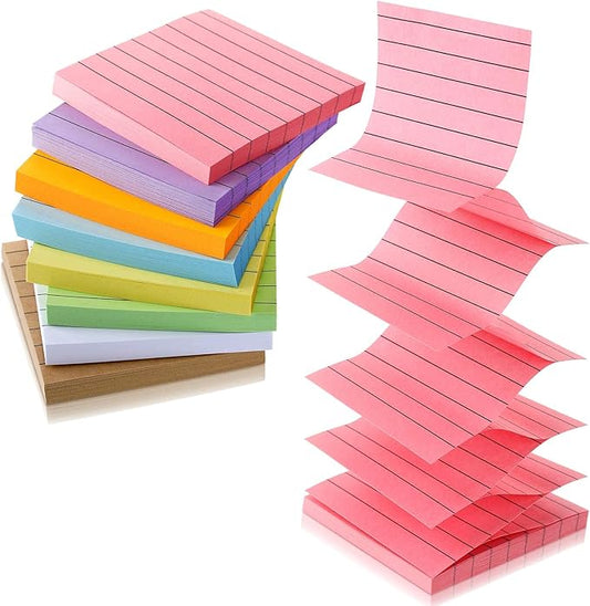 8 Pads Pop up Sticky Notes with Lines 3 x 3 Inches, 8 Pastel Colors Pop up Note Pads Adhesive Lined Sticky Notes Self Stick Notes Pads for Teens Girls Boys Women Office School Desk Supplies