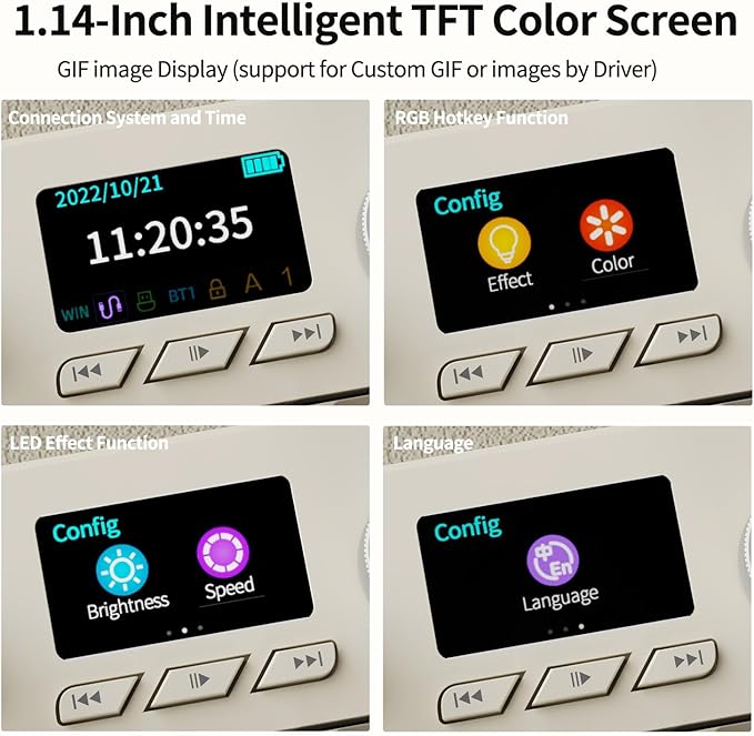 DAIDAI×AJAZZ AK35I V3 Full Size Hot Swap Mechanical Gaming Keyboard with Screen & Knob 2.4G/BT/USB-C Gasket Keyboard FR4 Plate 8000mAh Battery South Facing LED RGB (Avocado Axis)