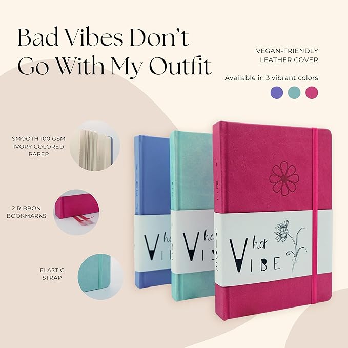 Her Vibe Journal | 13-Week Guided Mindfulness Journal for Women | Fresh Daily Prompts, Activities & Inspiration | Elegant Design & Illustrations | Nurture Self-Love & Wellness | A5 | Gift Box Included
