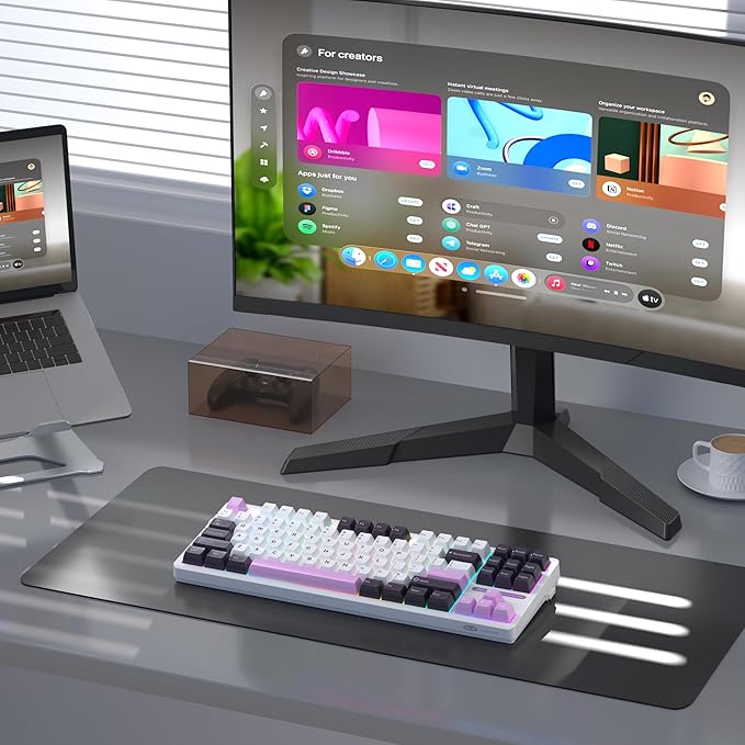 MageGee LIGHT87 Wired Creamy Keyboard, 80% Gasket Hot Swappable RGB Backlit Gaming Mechanical Keyboards with 6-Layer Sound Dampening,PBT Keycaps NKRO for Win/Mac, Purple