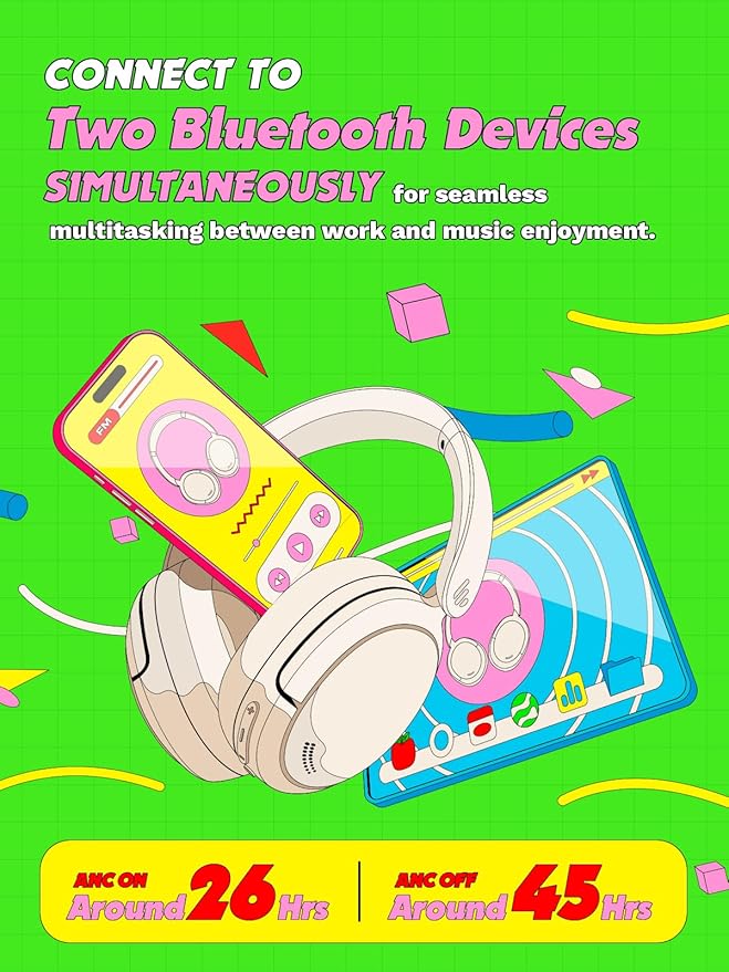 Edifier W800BT Pro Hybrid Active Noise Cancelling Headphones - Hi-Res Audio - AI Call Noise Cancellation - 45H Playtime - Fast Charging - Wireless Over-Ear Bluetooth 5.4 Headphones - Gift Edition