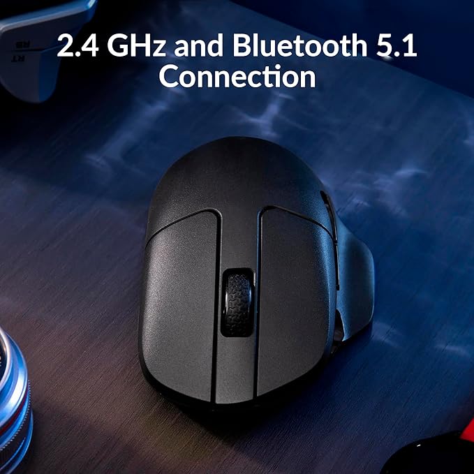 Keychron M7 Wireless Computer Mouse, 26K DPI Optical Computer Mouse, 2.4 GHz/Bluetooth/Wired with Macro Button 63g Lightweight Ergonomic, Up to 70 Hours Worktime for Laptop macOS/Windows - Black