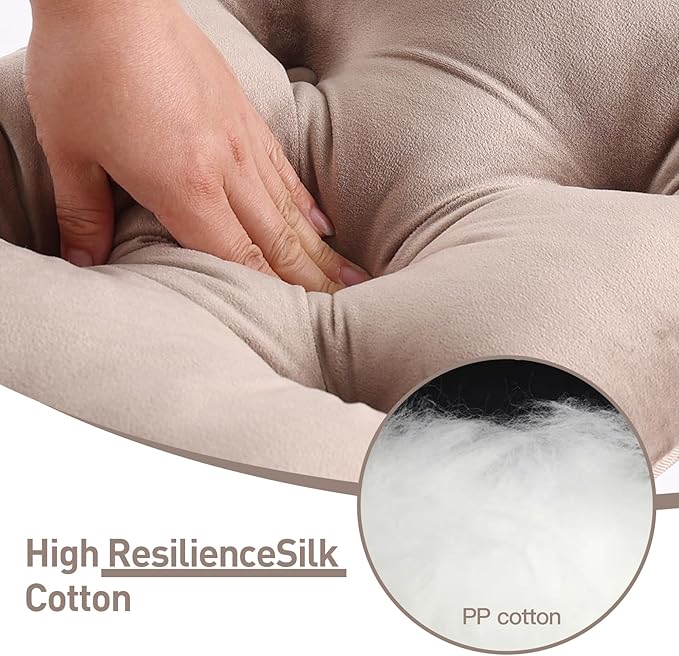 LITA Folding Footrest Stool, Portable Ottoman Foot Rest, Upholstered Small Foldable Ottoman Stool with Detachable Thick Cotton Cushion Padded Sofa Stool for Living Room, Bedroom, Khaki