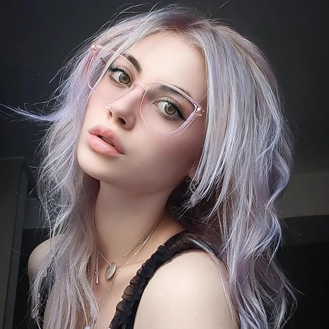 GUDVUE Oversized Blue Light Glasses, Computer Reading/Gaming/Phones Glasses, Anti Glare/UV400/Eye Strain, Large Square Frame