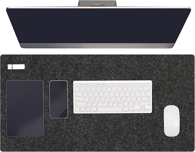 PATIKIL 31.5" x 15.7" Large Felt Desk Pad Protector, Upgrade Non-Slip Desk Mat Full Table Mouse Pad Keyboard Mats for Laptop Computer Writing Desk Table Gaming Home, Dark Gray