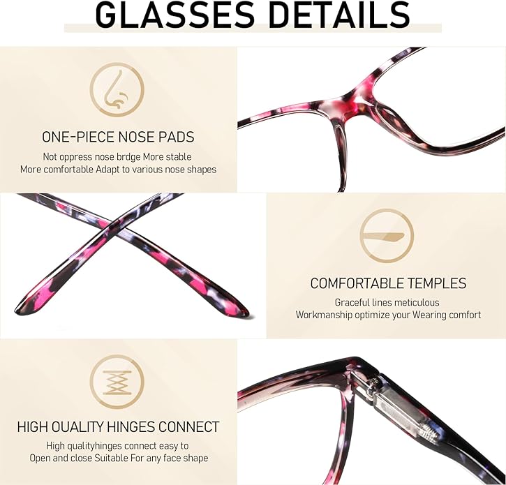 SIGVAN Ladies Reading Glasses Blue Light Blocking Spring Hinge Fashion Pattern Print Eyeglasses for Women
