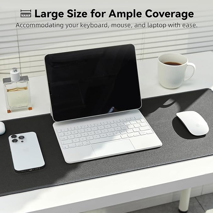 Waterproof Large Gaming Mouse Pad with Durable Stitched Edges, Non-Slip Rubber Base, Smooth Surface Mouse Mat Desk Pad for Home Office Gaming, 35.4"x15.7"x0.12", Dark Gray