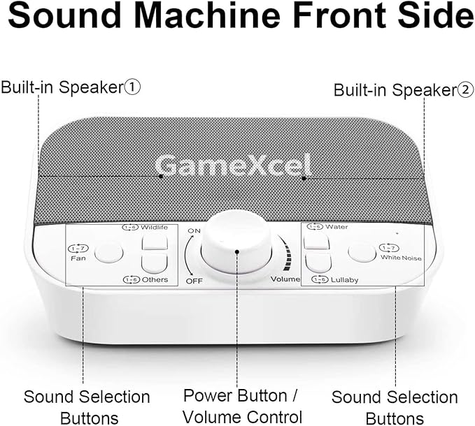 Portable Sound Machine, White Noise Machine with 38 Sounds & Dual Speakers, USB Charger, Timer & Memory - Magicteam Sleep Therapy, Noise & Sleep Machines for Baby, Kids, Adults Home Office Travel