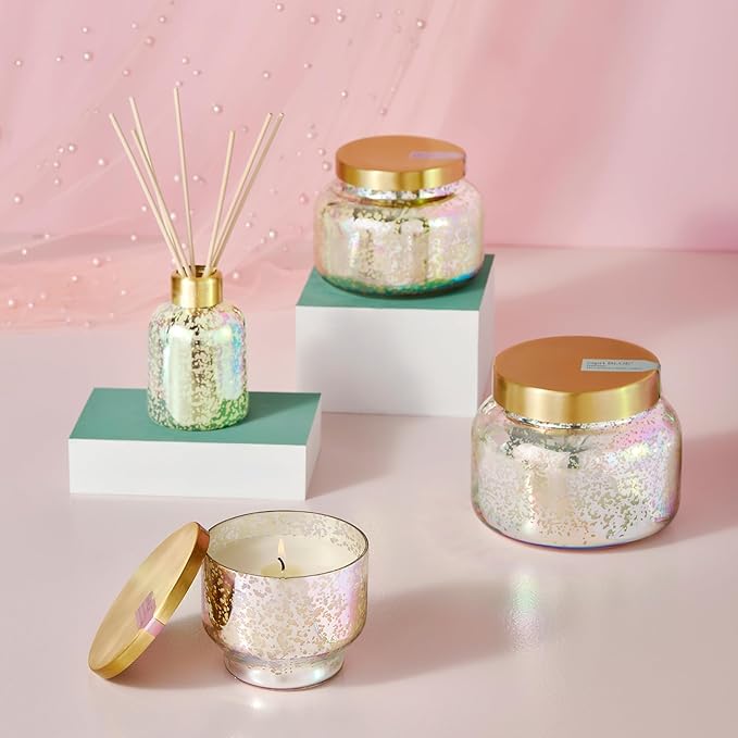 Capri Blue Reed Diffuser - Reed Diffuser Set Includes Scented Oil, Sticks, and Mercury Iridescent Glass Bottle - Home Decor Room Fresheners - Pineapple Flower (5.7 fl oz)