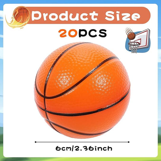 20 Pcs Basketball Stress Ball,2.5 in Foam Squeeze Balls,Mini Basketball Stress Balls for Anxiety Relief,Relaxation,Small Sports Balls for Party Carnival Reward Basketball Sports Themed Party