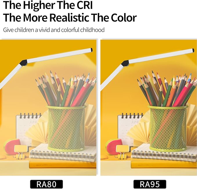 LED Desk Lamp with Clamp, Dual Light Table Lamp with Adjustable Swing Arm, Eye-Care 4 CCT Modes & 5 Brightness Levels Clip-on Architect Modern Desk Light for Home Office Crafting Sewing