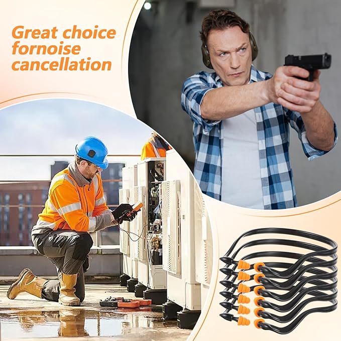 30 Pcs Banded Ear Plugs for Shooting Range Silicone Reusable Ear Protection Plugs Noise Cancelling Lightweight Earplug for Hearing Protection Sleeping Work Construction Concerts Reduction(Black)