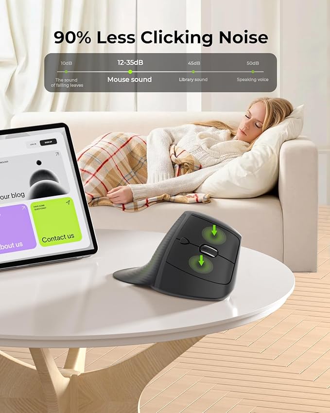 seenda Ergonomic Mouse Rechargeable, 2.4G USB & Type C Vertical Wireless Ergo Mouse with Instant Desktop Return Key, Quiet Click, Palm Rest, Anti-Slip Optical Mice for Mac OS, Windows PC Laptops