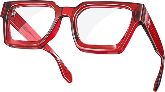 VISOONE Enhanced Version Rectangle Chic Preppy Look Blue Light Blocking Glasses for Women Men RIVER-LIGHTER