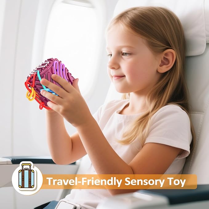 3D Upgraded Silicone Sensory Board with Built-in Storage – Fidget Travel Toys for Kids & Toddler, ADHD Autism Anxiety Relief Items (Red)