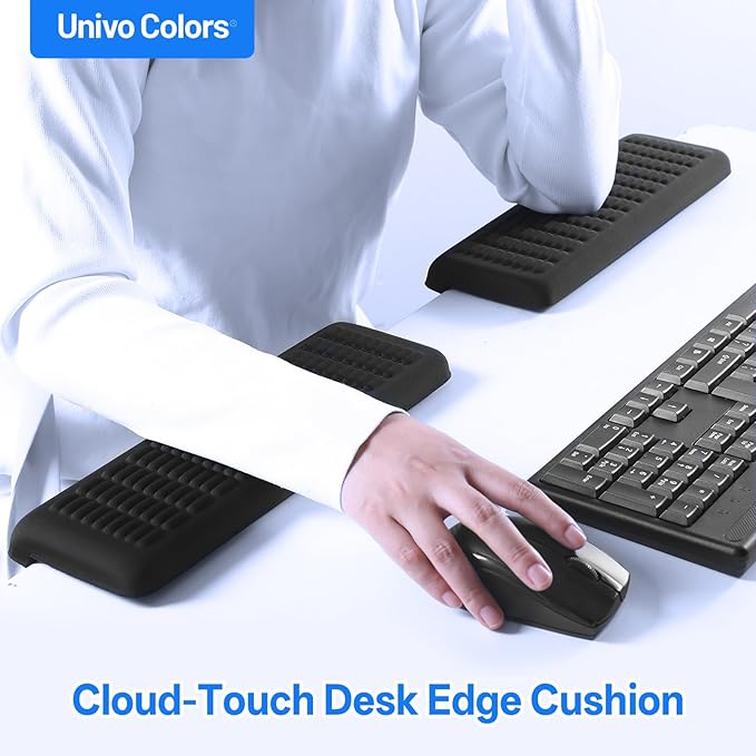 UnivoColors PostureUp L-Shaped Desk Wrist Rest & Elbow Rest, Non-Slip, Separate Design, Memory Foam Desk Edge Support, Ergonomic Design for Long-Hour Work (11.8 * 3.9 inch 2-Piece Set)