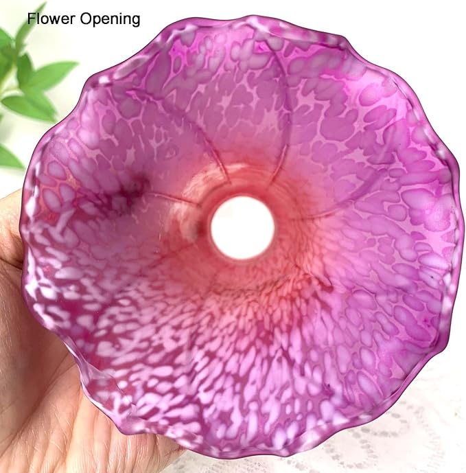 Bieye LS66 Lily Flower Blown Glass Lampshade (Red Purple, Opening I.D. 1.26" x O.D. 1.5")