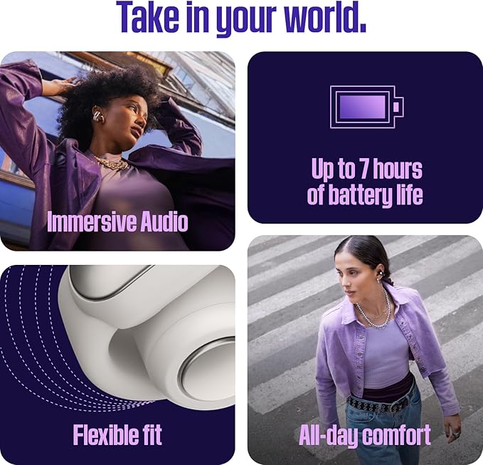 Bose Ultra Open Bluetooth Earbuds, True Wireless Earbuds with OpenAudio for Awareness, Clip On Design for Comfort, Immersive Audio, Up to 48 Hrs of Playtime, Sunset Iridescent - Limited Edition Color