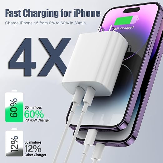 iPhone 17 Air/16e/15 Pro Max Charger Fast Charging, 2Pack 20W Dual USB C Fast Charger Block 10FT Long USB C to C Charging Cable Cord for iPhone 17/17 Pro/17 Pro Max/16 Pro Max/15 Pro/15 Plus/iPad Pro