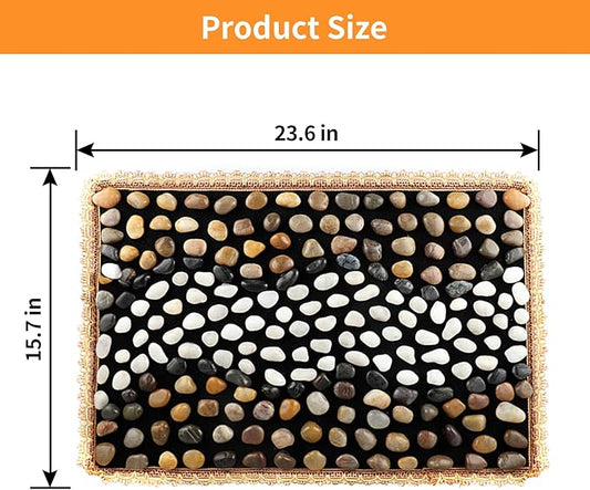 Pebbles Massage Mat, Reflexology Foot Massager, Cobblestones Foot Acupressure Pad for Tired Feet Relaxation (23.6"×15.7")