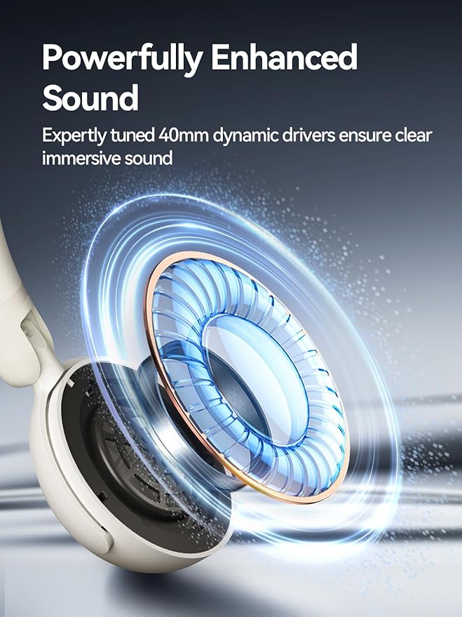 1MORE HQ20 Wireless On-Ear Headphones with Microphone, 85dB Safe Volume, 65H Playtime, Lightweight Foldable Bluetooth Headphones for School/Travel, Android and iOS Compatible, White