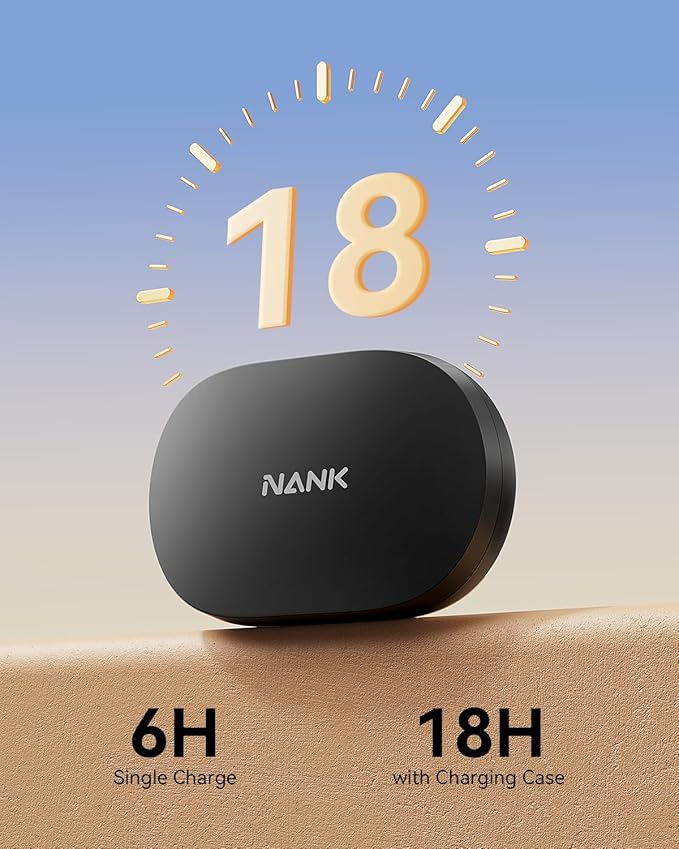 NANK OE Mix Open-Ear Headphones, Bluetooth 5.4 Wireless Sports Headphones with Earhooks, 18Hrs Sports Earbuds with Charging Case for Running, Cycling, Walking, Workout