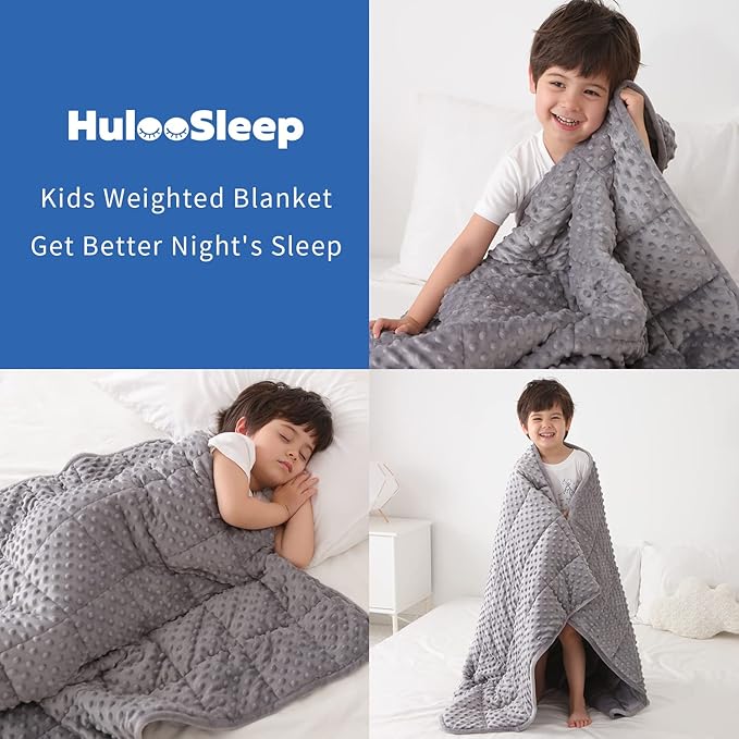 Kids Weighted Blanket Twin 7lbs (41"×60",Gray) Breathable Soft Minky Weighted Throw Blanket for All Season,Heavy Blanket with Premium Glass Beads