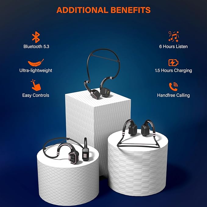 Bone Conduction Headphones Swimming Headphone - IP68 Waterproof Open Ear Headphones with MP3 Play 32G Memory Inductive Wireless Bluetooth Sports Headset for Running Swimming (Grey)