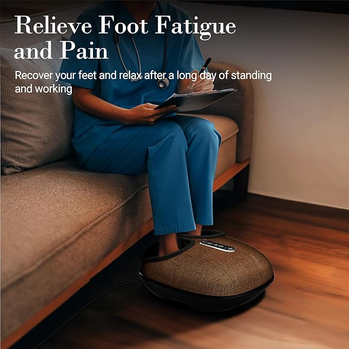 Foot Massager with Heat, FSA Eligible HSA Shiatsu Feet Massager with Remote Control, Multi-Level Compression Knead Foot Massage for Neuropathy & Plantar Fasciitis, Fits Up to 13", Gifts(Brown)