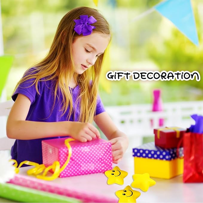 Kasyat 48 Pieces Star Stress Balls Bulk for Kids Mini Smile Face Stress Balls Relief Toys for School Carnival Reward Student Prizes Party Favors Hand Exercise(Yellow)