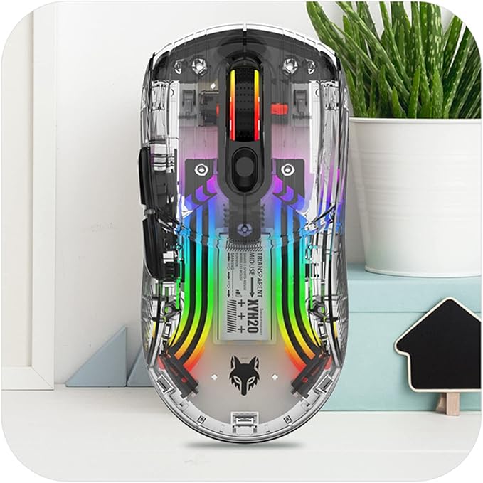 Bluetooth Wireless Mouse, Transparent RGB Mechanical Dual Mode Gaming Mouse, A Must-Have Cool USB Computer Mouse for Gaming and Esports