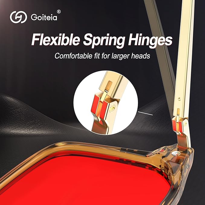 Goiteia Red Light Glasses for Sleep, Dual AR Coatings, Retro 70s Red Glasses Blue & Green Light Blocking for Better Sleep