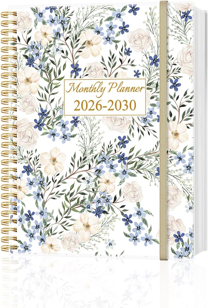 2025-2030 Monthly Planner - 64 Month PLanner Calendar from September 2025 to December 2030, Flexible Cover, Inner Pocket, 8.5" x 11", Perfect for Home | School | Office, Crushed Flower