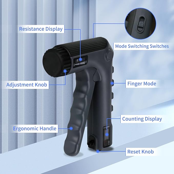 Grip Strength Trainer with Finger Exerciser, Adjustable Resistance Hand Gripper, Hand Exerciser with Counting for Muscle Building(10-130 LBS)