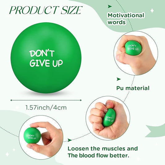 Shappy 72 Pcs Inspirational Stress Relief Balls Motivational Stress Ball Encouraging PU Bulk Stress Balls for Adults Small Therapy Fidget Relief Toys for Valentines Gifts Fidget Anxiety(Green)