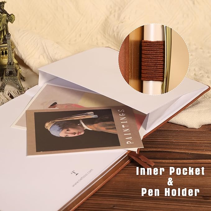 TIEFOSSI Dotted Journal Notebook, Dot Grid Notebook for Women Men, Hardcover PU Leather Journal, 160 GSM Thick Paper, 160 Numbered Pages with Gold Edges, 8 x 8 Square Diary