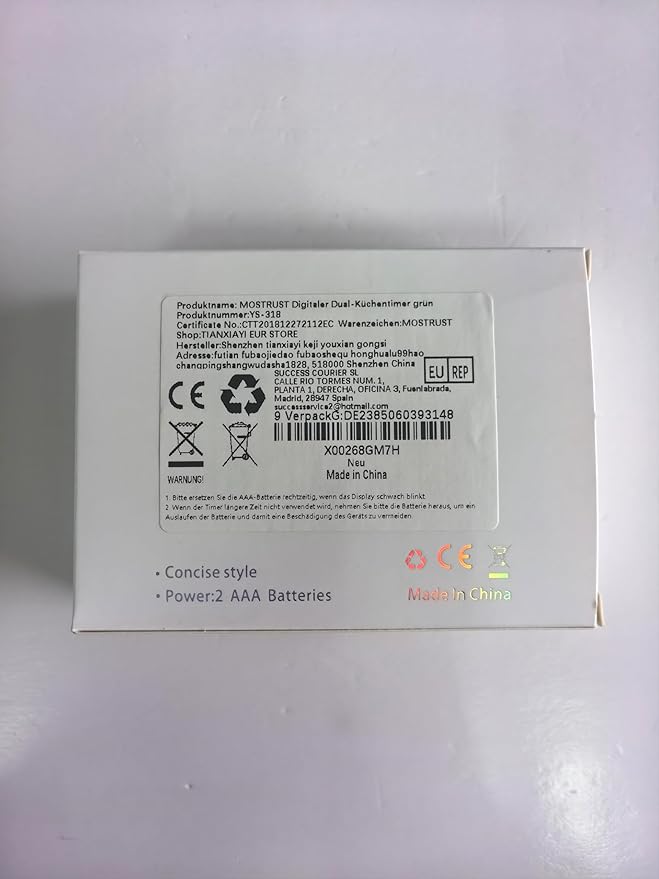 Digital Dual Kitchen Timer, 3 Channels Countdown Triple Timer for Cooking, Magnetic Memory-Preset Large-Display Adjustable Alarm Volume, Multi Times Management, 3A Battery Included, Green