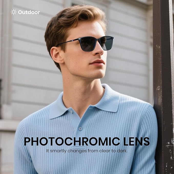 Cyxus Blue Light Blocking Glasses Men Women Computer Gaming Glasses Rectangle UV400 Photochromic glasses 8208i02