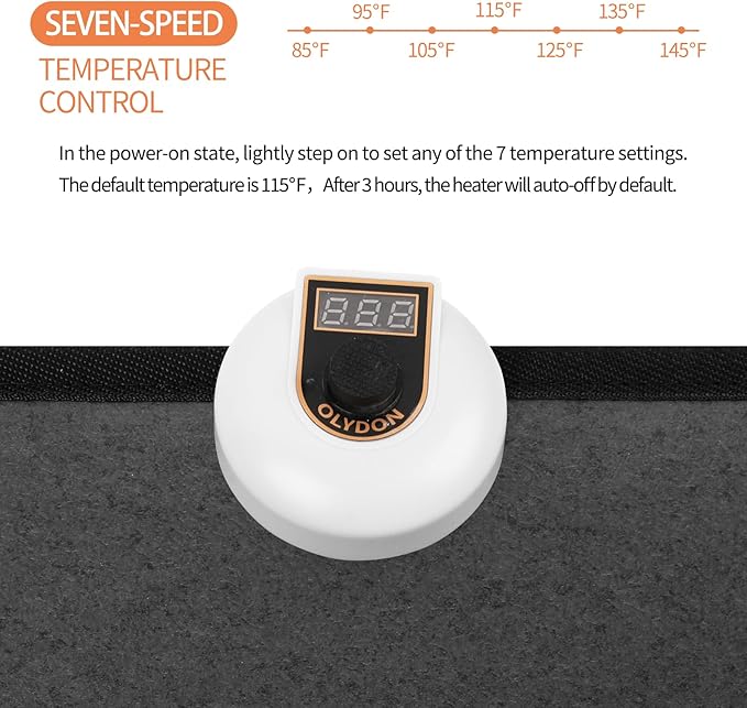 Electric Heated Floor Mats Under Desk, Heated Foot Warmer - 110v Toes Warming Heater for Office and Home (Black)