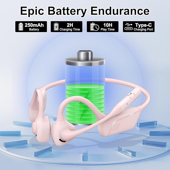 Open Ear Bluetooth Headphones with Microphone, Noise Cancelling Headset with Mute Button, Supports aptX/aptX-LL/aptX-HD, Designed for Meeting, Home Office,Driving -Not Bone Conduction (Pink)