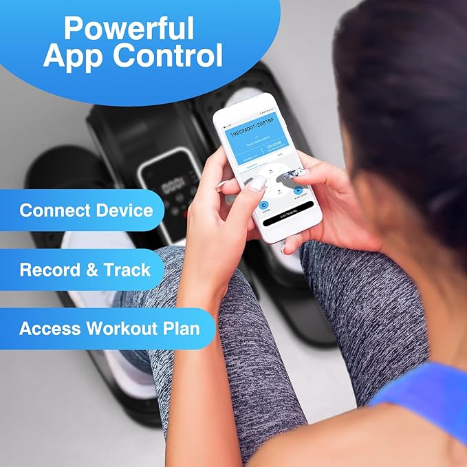 Under Desk Elliptical Machine with App – Quiet & Portable Electric Pedal Exerciser with Adjustable Speed and LED Display for Home and Office, Seated Ellipse Leg Exerciser Fully Assembled
