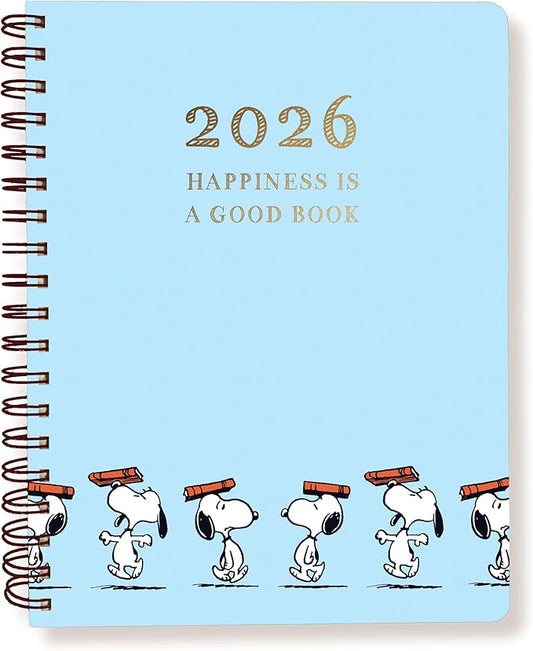 Graphique 2026 Spiral Vegan Leather Planner | 18 Month Organizer July 2025 - Dec. 2026 | Weekly & Monthly Spreads | To-Do & Note List | Reminder Stickers | Peanuts - Happiness Is | 8 x 10