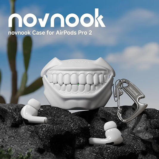 for AirPods Pro 2nd Generation Case, Unique Funny Teeth Design, Soft Silicone Shell, Compatible with Wireless Charging (Star White)