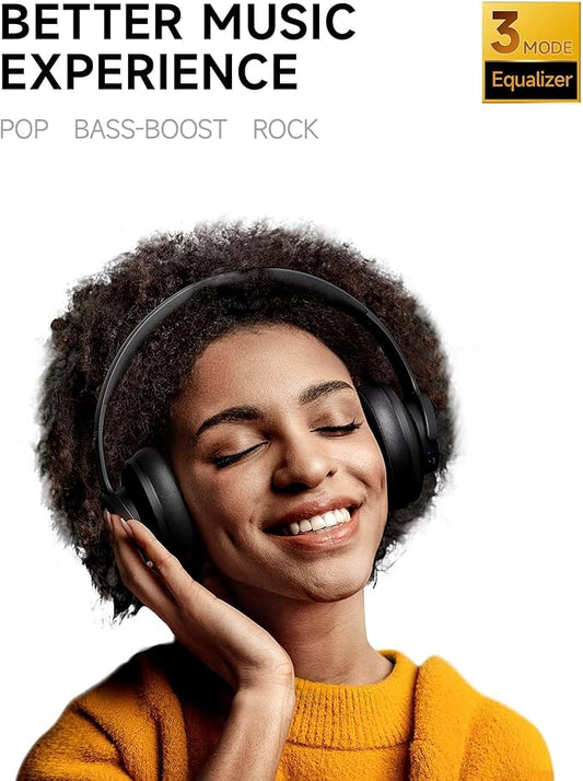 Picun B8 Bluetooth Headphones, 120H Playtime Headphone Wireless Bluetooth with 3 EQ Modes, Low Latency, Hands-Free Calls, Over Ear Headphones for Travel Home Office Cellphone PC Black