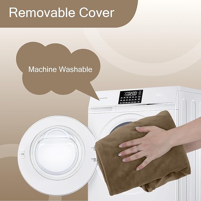 MeMoreCool Square Stuffed Pouf Ottoman Foot Rest, Floor Pouf Foot Stool with Foam Chunk Filling, Soft Stuffed Ottoman Footrest for Living Room, Light Coffee