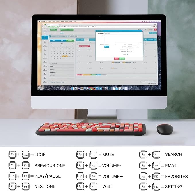 MOFii Computer Wireless Keyboard Mouse Combo, Full-Sized Office Keyboard, USB 2.4GHz Connection and Optical Mouse for PC Laptop Desktop Windows (Black-Colorful)