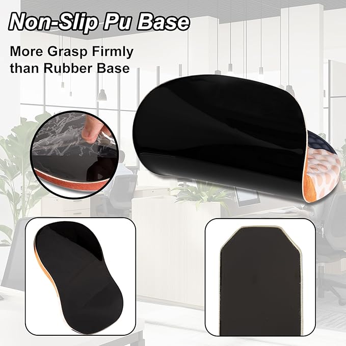 Ergonomic Mouse Pad Wrist Support and Keyboard Wrist Rest, Computer Carpal Tunnel Mouse Pads for Desk with Coaster Set, Memory Foam Mousepad with Non-Slip PU Base for Home Office (Dark Blue)