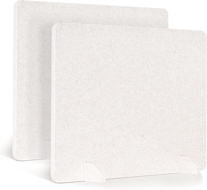 2 Pack Acoustic Desk Dividers - 24" x 20" Freestanding Privacy Panels Set with Noise - Reducing Design Cubicle Sound Proof, Ideal for Office, Classroom, and Home (Light Beige)